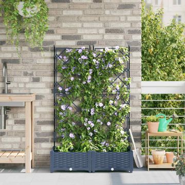 Vaso da giardino 2 pz Grigio 80 x 40 x 125,5 cm PP
