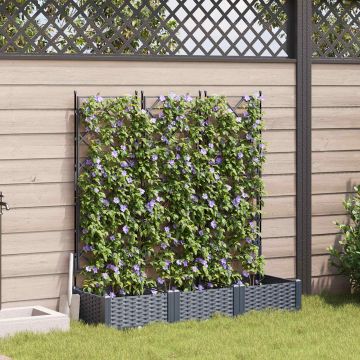 Vaso da giardino 3 pz Grigio 120 x 40 x 125,5 cm PP