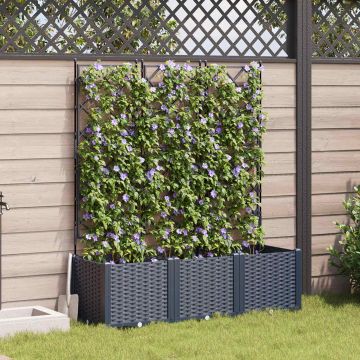 Vaso da giardino 3 pz Grigio 120 x 40 x 143 cm PP