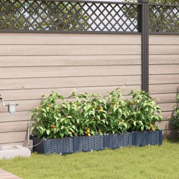 Vaso da giardino 4 pz Grigio 160 x 40 x 22 cm PP