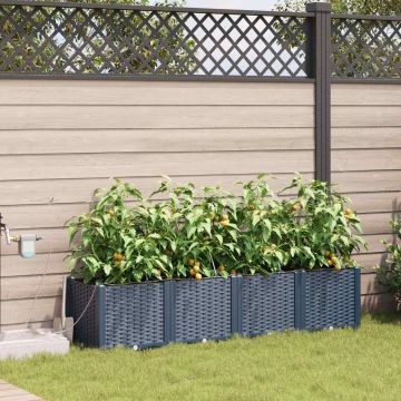 Vaso da giardino 4 pz Grigio 160 x 40 x 37,5 cm PP
