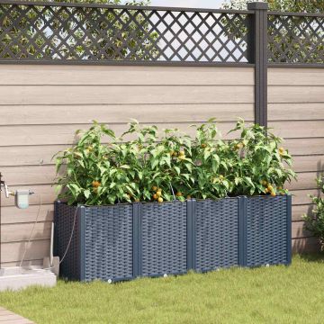 Vaso da giardino 4 pz Grigio 160 x 40 x 52 cm PP