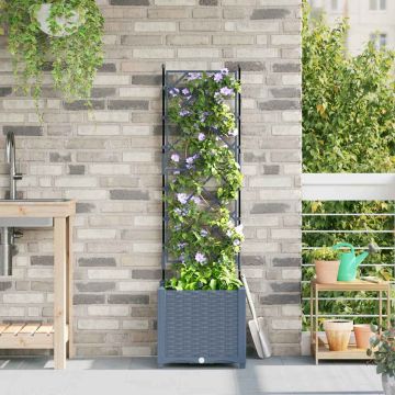 Vaso da giardino Grigio Chiaro 40 x 40 x 143 cm PP