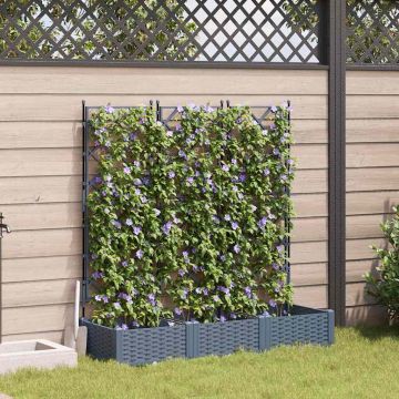 Vaso da giardino 3 pz Grigio Chiaro 120 x 40 x 125,5 cm PP