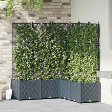 Vaso da giardino 5 pz Grigio Chiaro 120 x 120 x 143 cm PP