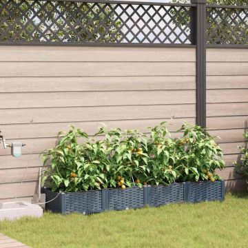 Vaso da giardino 4 pz Grigio Chiaro 160 x 40 x 22 cm PP