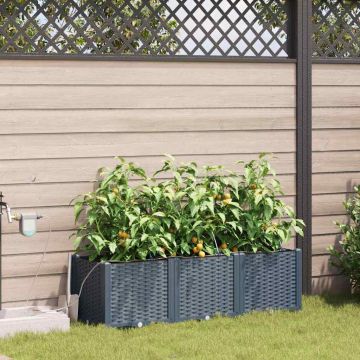 Vaso da giardino 3 pz Grigio Chiaro 120 x 40 x 37,5 cm PP