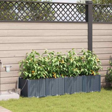 Vaso da giardino 4 pz Grigio Chiaro 160 x 40 x 37,5 cm PP