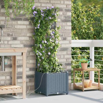 Vaso da giardino 2 pz Grigio Chiaro 40 x 40 x 142 cm PP