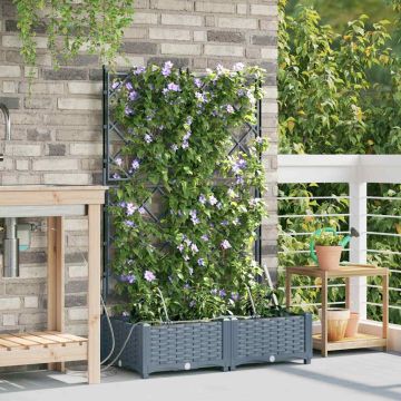 Vaso da giardino 2 pz Grigio Chiaro 80 x 40 x 126 cm PP