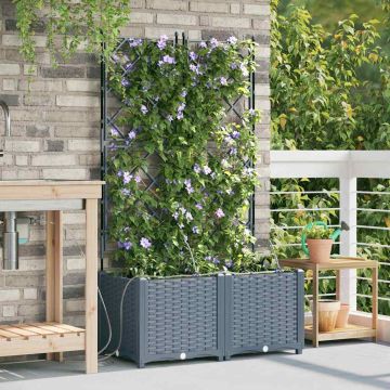 Vaso da giardino 2 pz Grigio Chiaro 80 x 40 x 142 cm PP