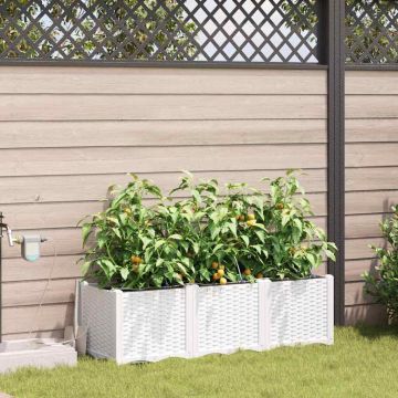 Vaso da giardino 3 pz Bianco 120 x 40 x 37,5 cm PP