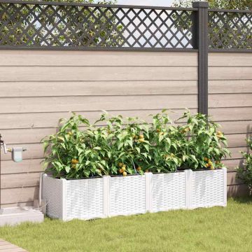 Vaso da giardino 4 pz Bianco 160 x 40 x 37,5 cm PP