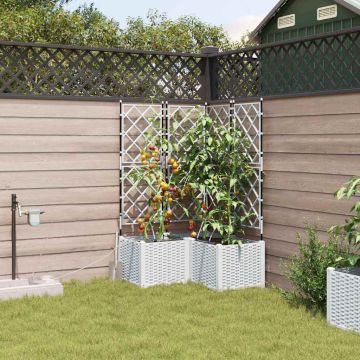 Vaso da giardino 3 pz Bianco 80 x 80 x 142 cm PP