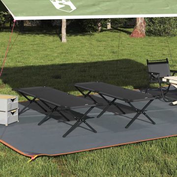 Letto da campeggio pieghevole 2 pz Nero 193 x 69 x 45 cm