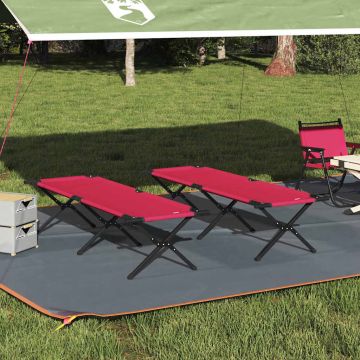 Letto da campeggio pieghevole 2 pz Rosso 193 x 69 x 45 cm