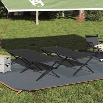 Letto da campeggio pieghevole 2 pz Nero 210 x 80 x 46 cm