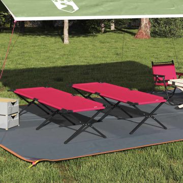 Letto da campeggio pieghevole 2 pz Rosso 210 x 80 x 46 cm