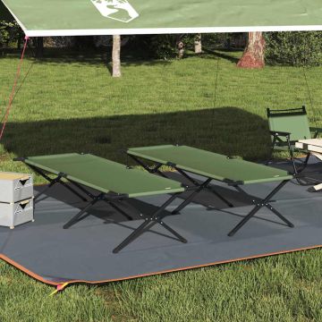 Letto da campeggio pieghevole 2 pz Verde 210 x 80 x 46 cm