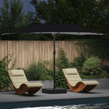 Ombrello da giardino Nero 385 x 209 x 244 cm Poliestere