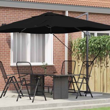 Ombrellone 351 x 250 x 260 cm Poliestere e Alluminio Nero