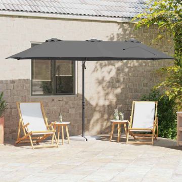 Ombrellone Antracite 372 x 198 x 243 cm Poliestere e Alluminio