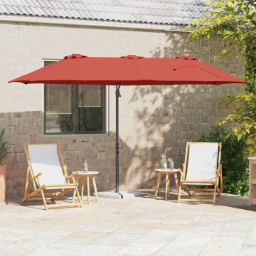 Ombrellone Terracotta 372 x 198 x 243 cm Poliestere e Alluminio