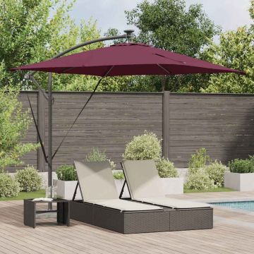 Ombrellone con strisce LED Rosso Bordeaux 249 x 249 x 250 cm