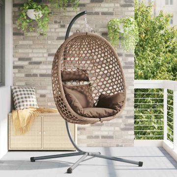 Sedia uovo sospesa polyrattan 104 x 100 x 191 cm Caffè