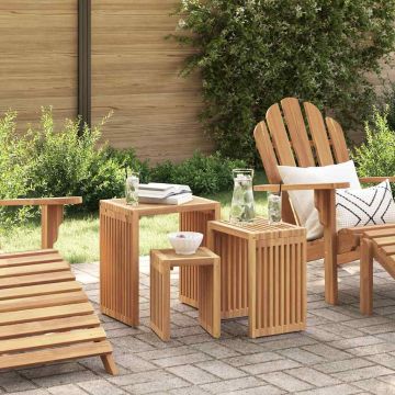 Tavolo Laterale da Giardino 3 pz Marrone 33 x 44,5 x 51 cm