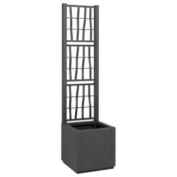 Vaso da Giardino con Trellis Grigio Scuro 36 x 36 x 140 cm PP