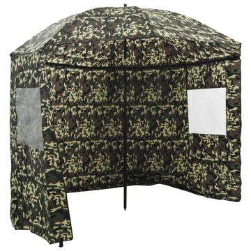 Ombrellone da Pesca 218 x 185 cm Poliestere Oxford Mimetico