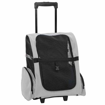 Carrello per animali domestici 3 in 1 design grigio 48x32x(57-106) cm tessuto Oxford