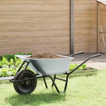 Carriole Argento e Nero 80 L 120 kg Acciaio zincato