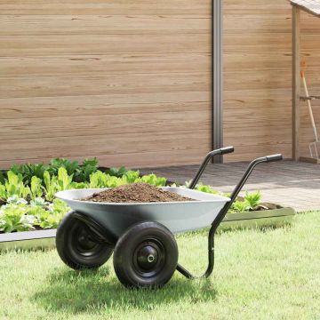Carriole Argento e Nero 80 L 120 kg Acciaio zincato