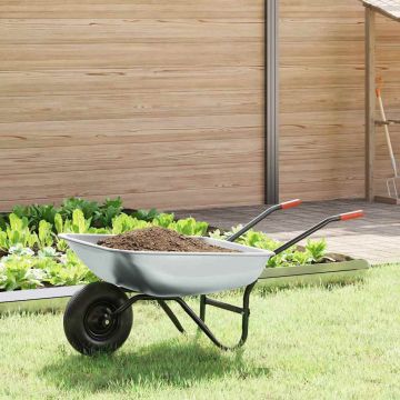 Carriole Argento e Nero 80 L 120 kg Acciaio zincato