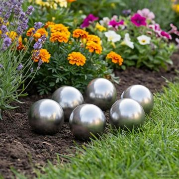 Palla Spazzolata 6 pz Ø 7,5 cm Argento Acciaio Inossidabile 201