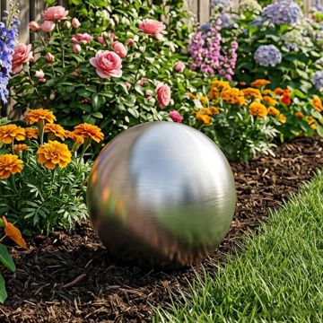 Palla Spazzolata Ø 20 cm Argento Acciaio Inossidabile 201