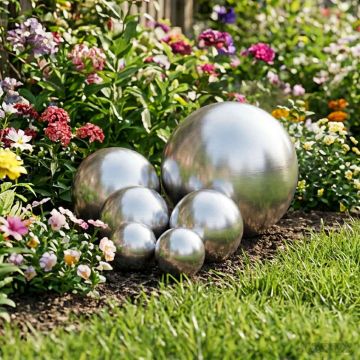 Palla Spazzolata 6 pz Ø 15 cm Argento Acciaio Inossidabile 201