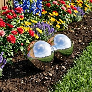 Palla a Specchio 2 pz Ø 15 cm Argento Acciaio Inossidabile 201