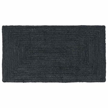Tappeto da Area Grigio Scuro 60 x 110 cm Juta