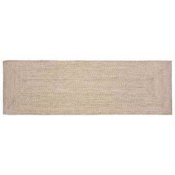 Tappeto da Area Naturale e Bianco 80 x 250 cm Juta