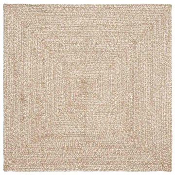 Tappeto da Area Naturale e Bianco 120 x 120 cm Juta