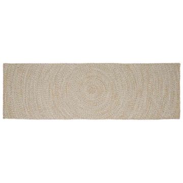 Tappeto da Area Naturale e Bianco 60 x 200 cm Juta