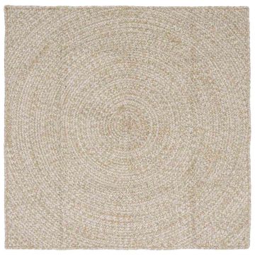 Tappeto da Area Naturale e Bianco 160 x 160 cm Juta