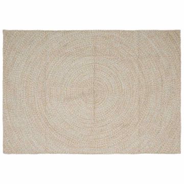 Tappeto da Area Naturale e Bianco 160 x 230 cm Juta