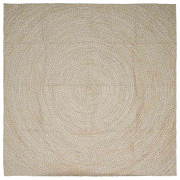 Tappeto da Area Naturale e Bianco 200 x 200 cm Juta