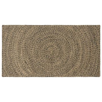 Tappeto da Area Naturale e Nero 80 x 150 cm Juta