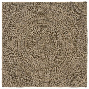 Tappeto da Area Naturale e Nero 120 x 120 cm Juta