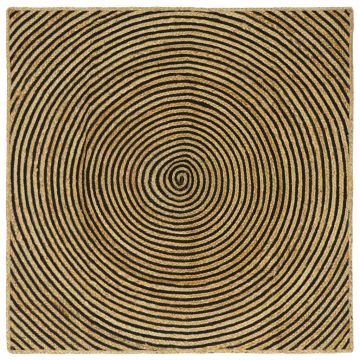 Tappeto da Area Nero 120 x 120 cm Juta